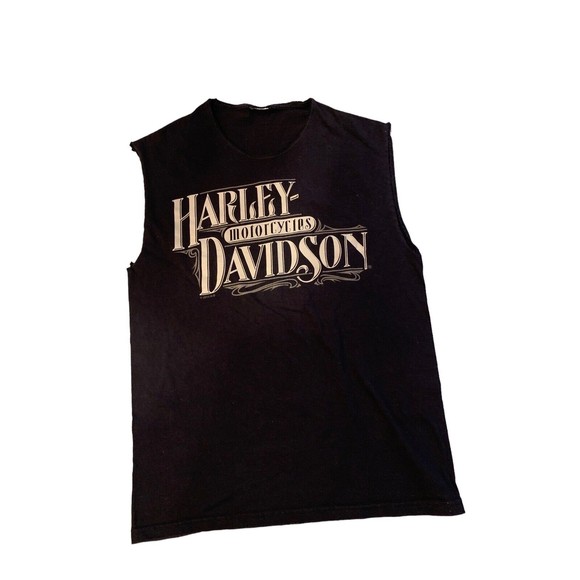 Harley-Davidson Other - Mens Y2K Harley Davidson Motorcycles Australia Bike Cut Off Shirt See Pics